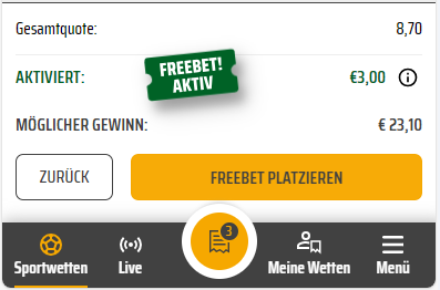 Wettschein mit Freebet